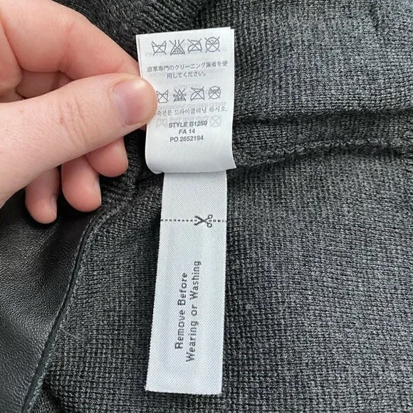 J. Crew Merino Wool Leather Pocket Tee Sweater Women's XS Grey - Picture 9 of 9